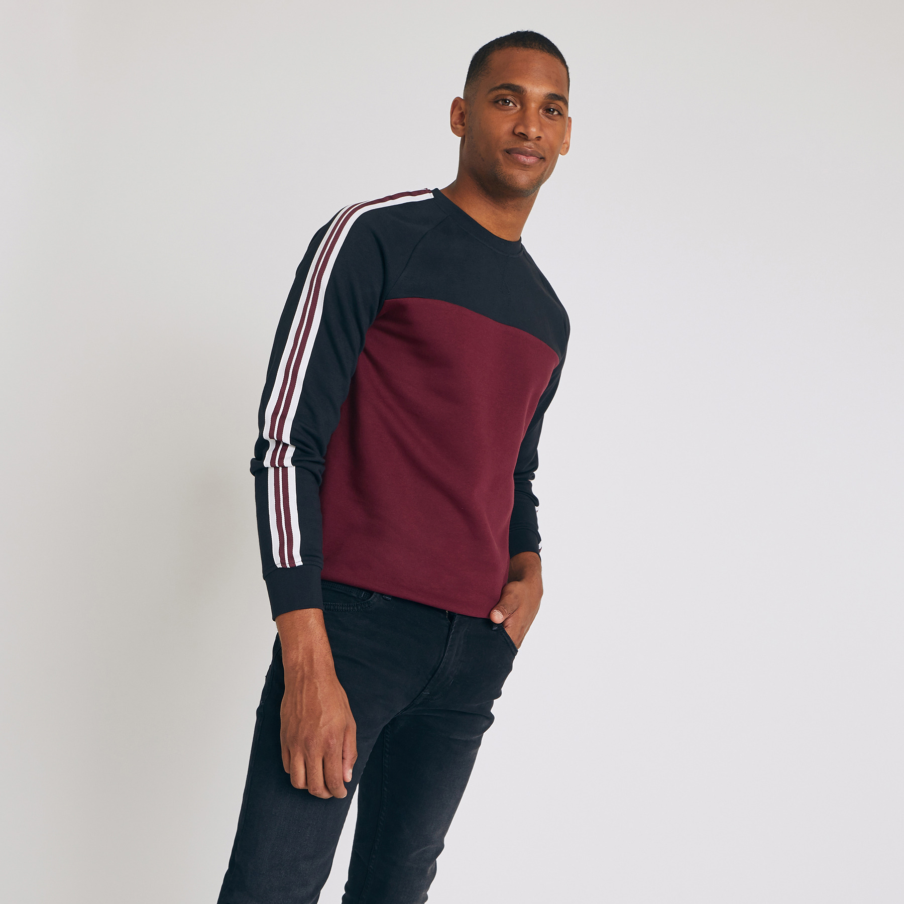 Sweat colorblock Bordeaux Homme