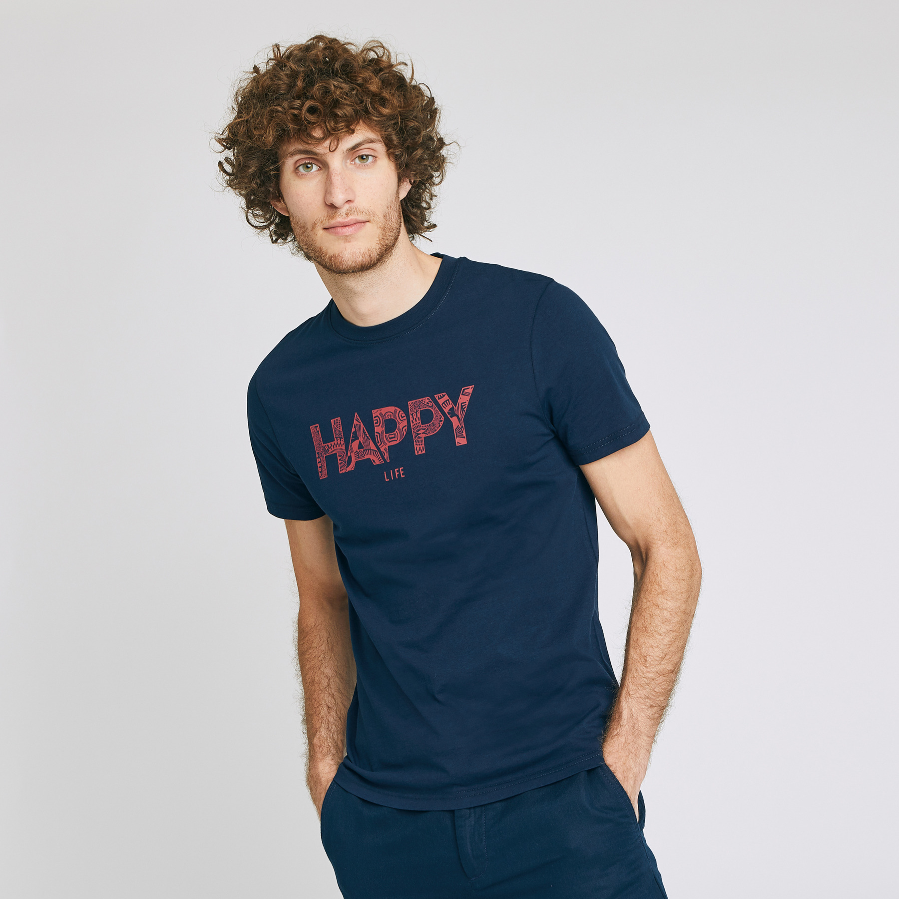 Tee-shirt HAPPY LIFE Bleu Homme