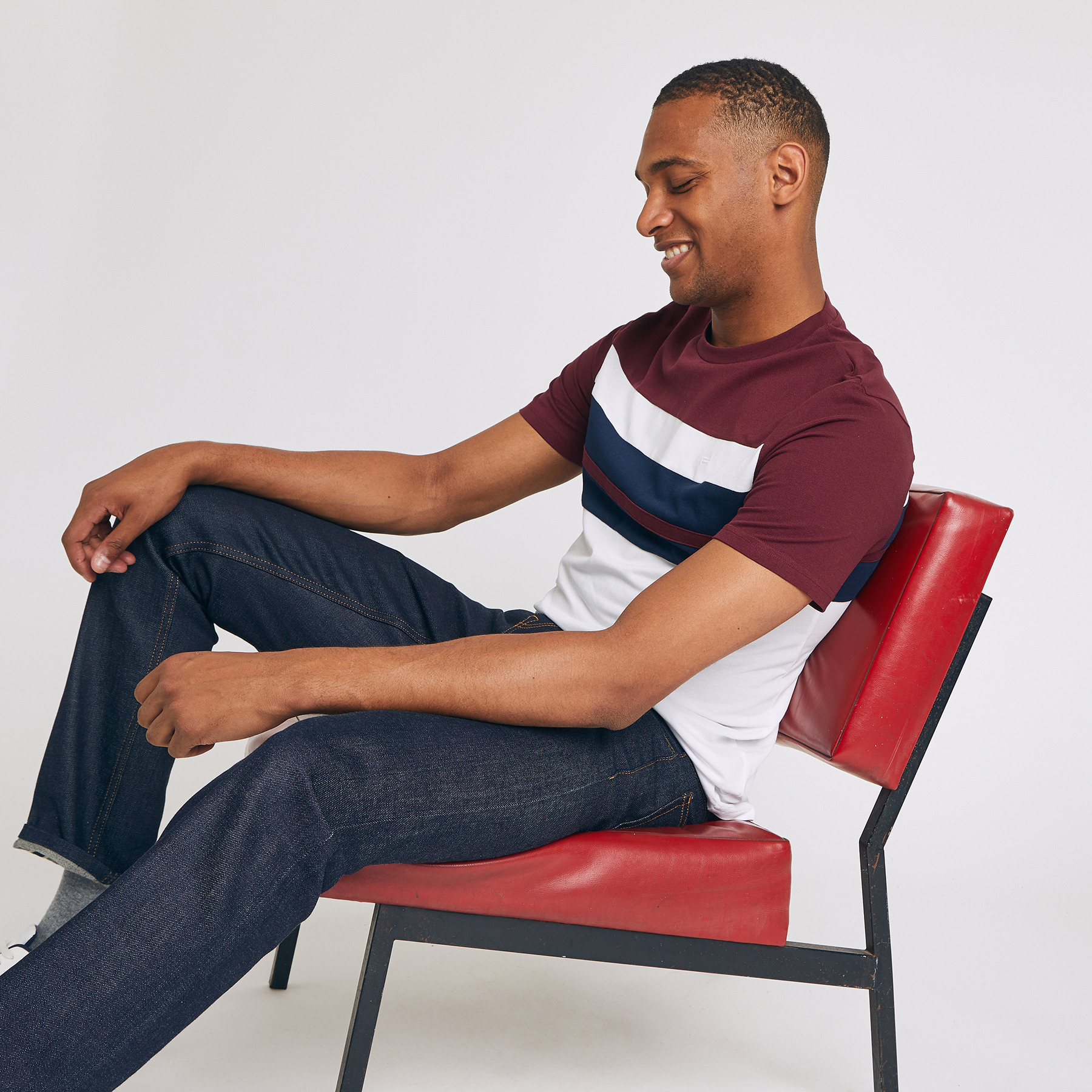 T-SHIRT COLORBLOCK MAILLE PIQUÉE Bordeaux Homme