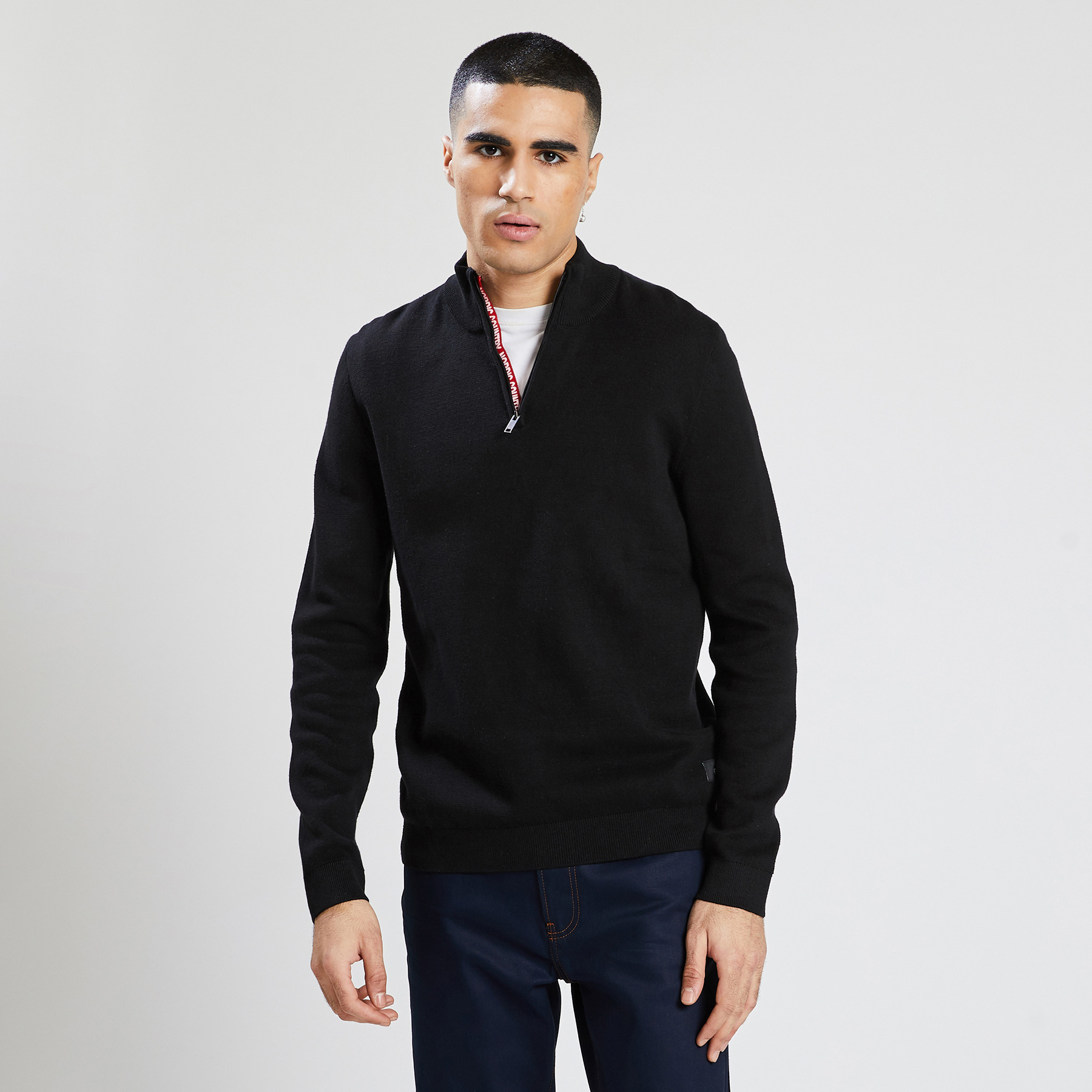 Pull col montant zippé Noir Homme