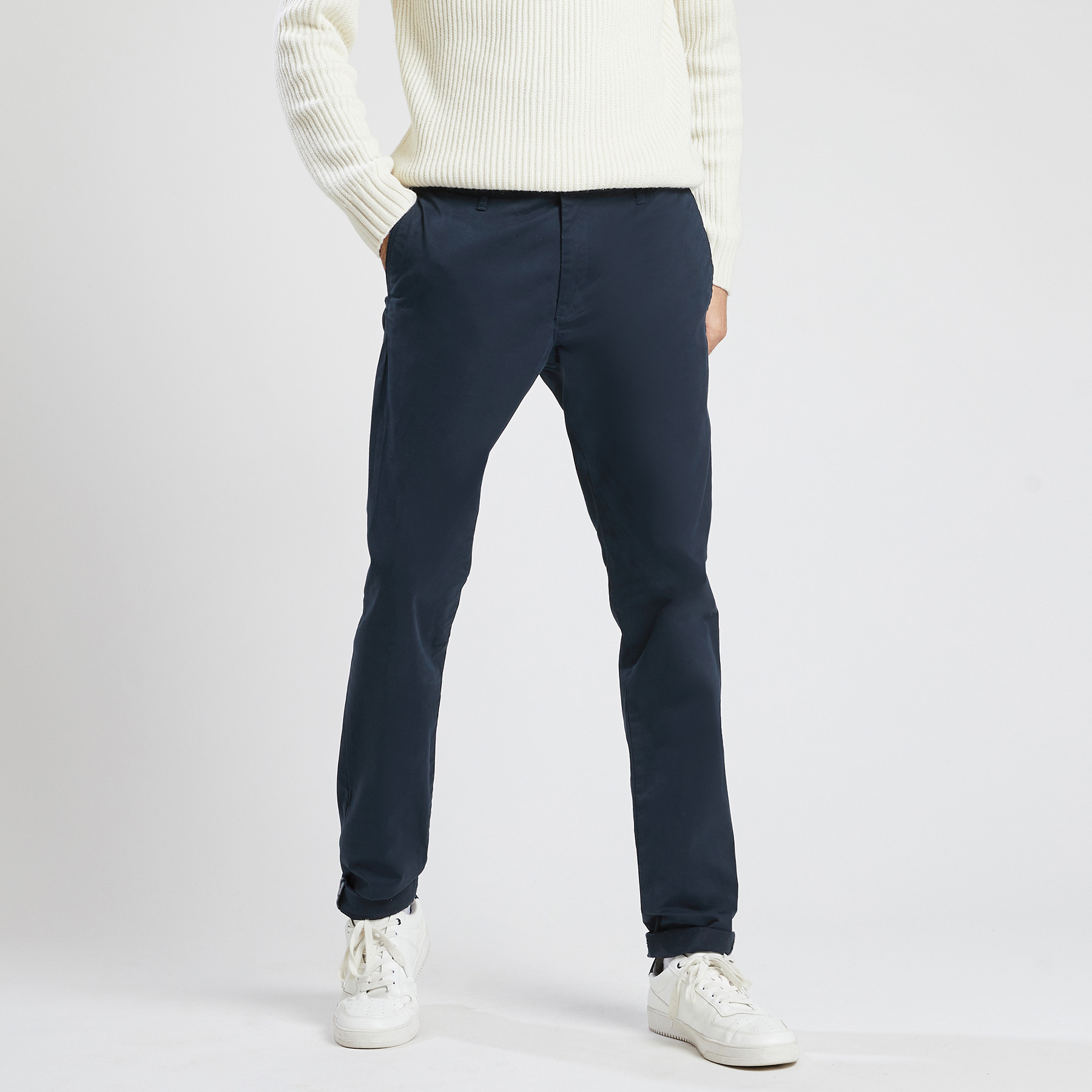 Sasha Chino slim coton issu de l'agriculture biolo Bleu Homme