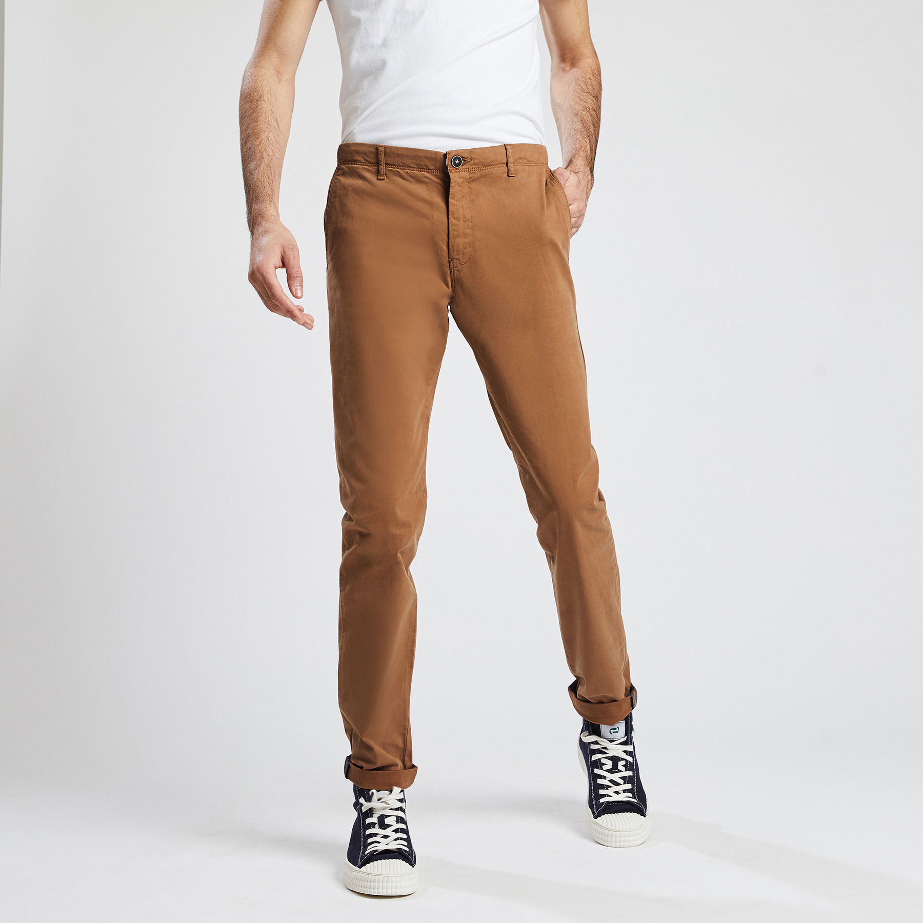 Sasha Chino slim coton issu de l'agriculture biolo Marron Homme