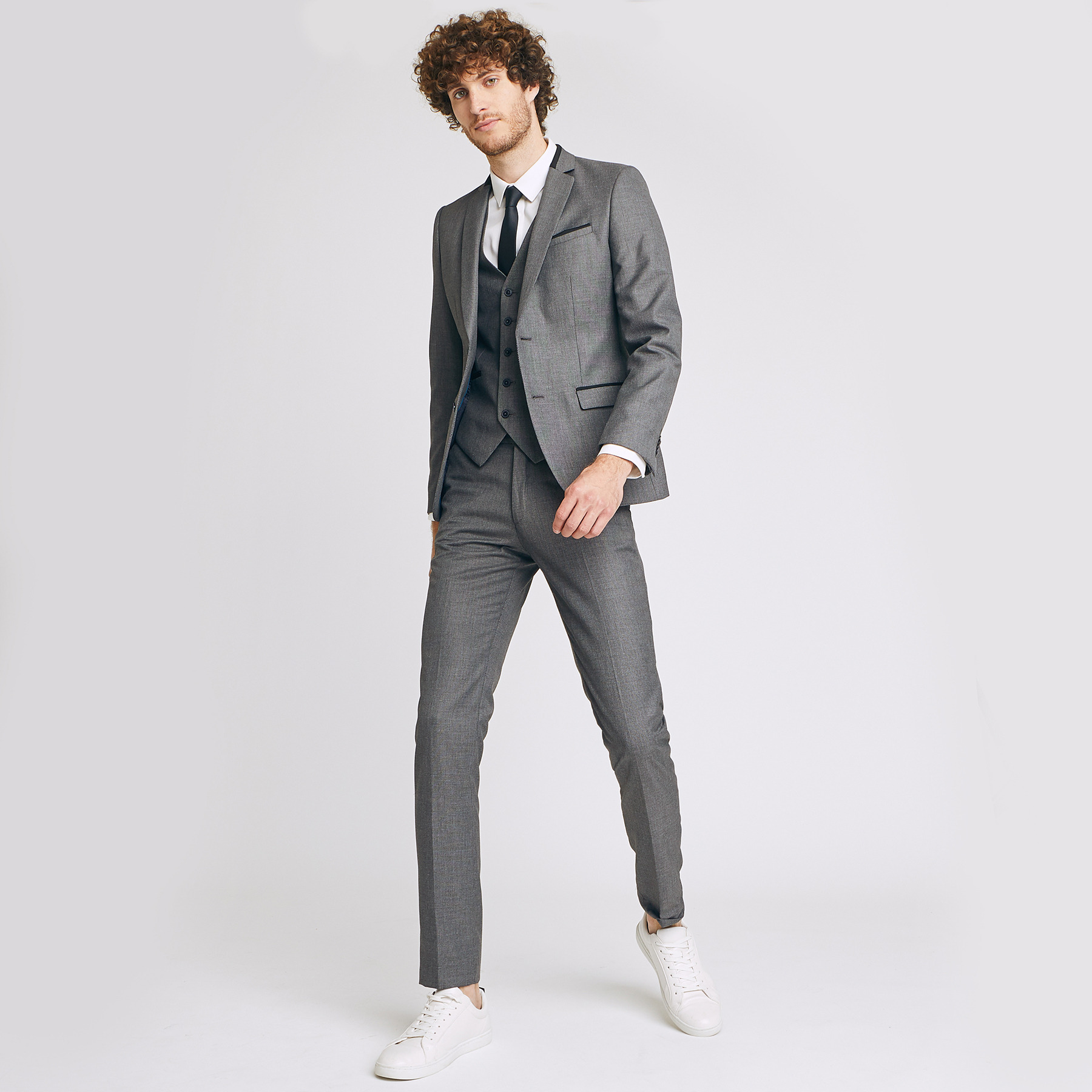 Pantalon de costume matière reliefée Gris Homme