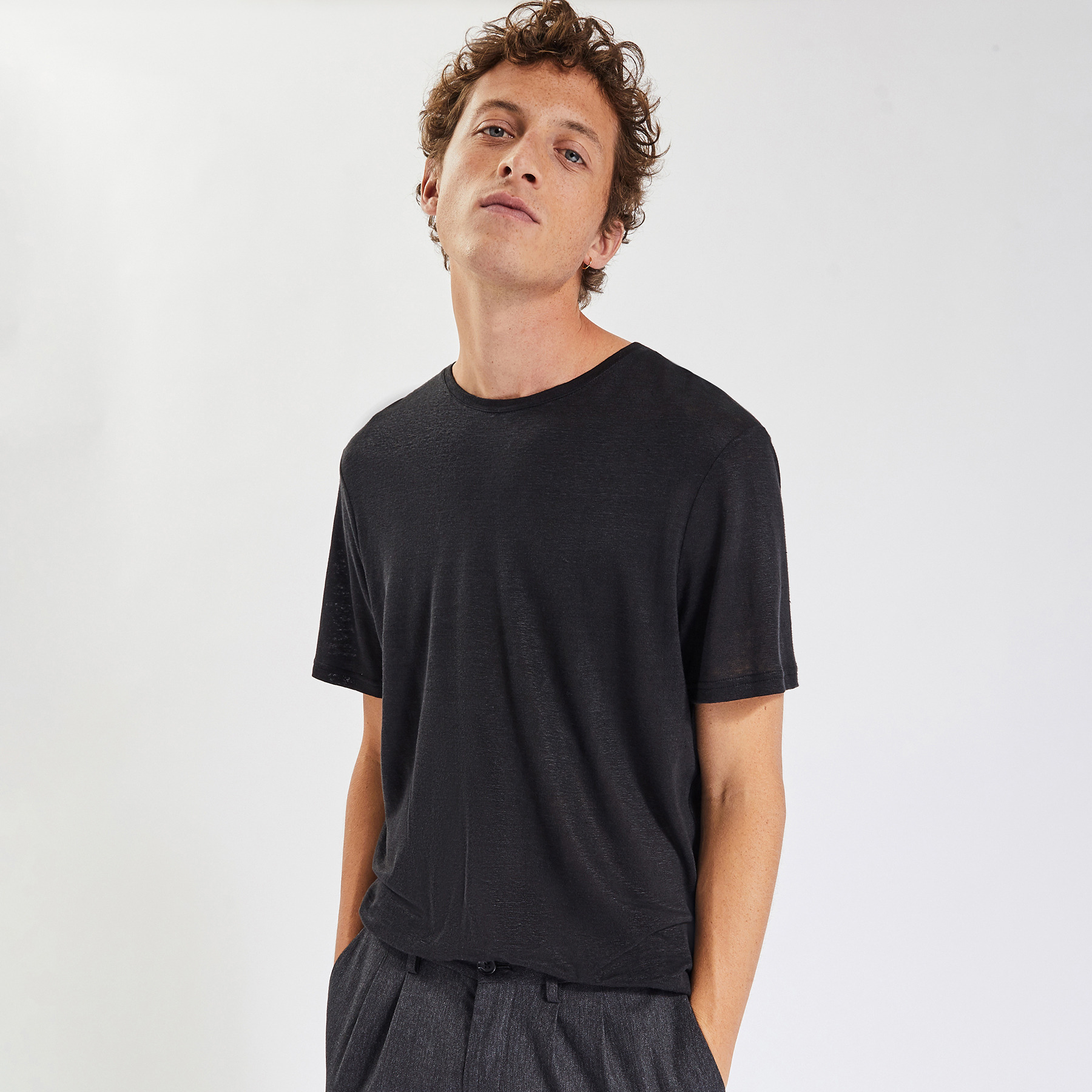 Tee shirt en lin Made in France Noir S 100% Lin Homme