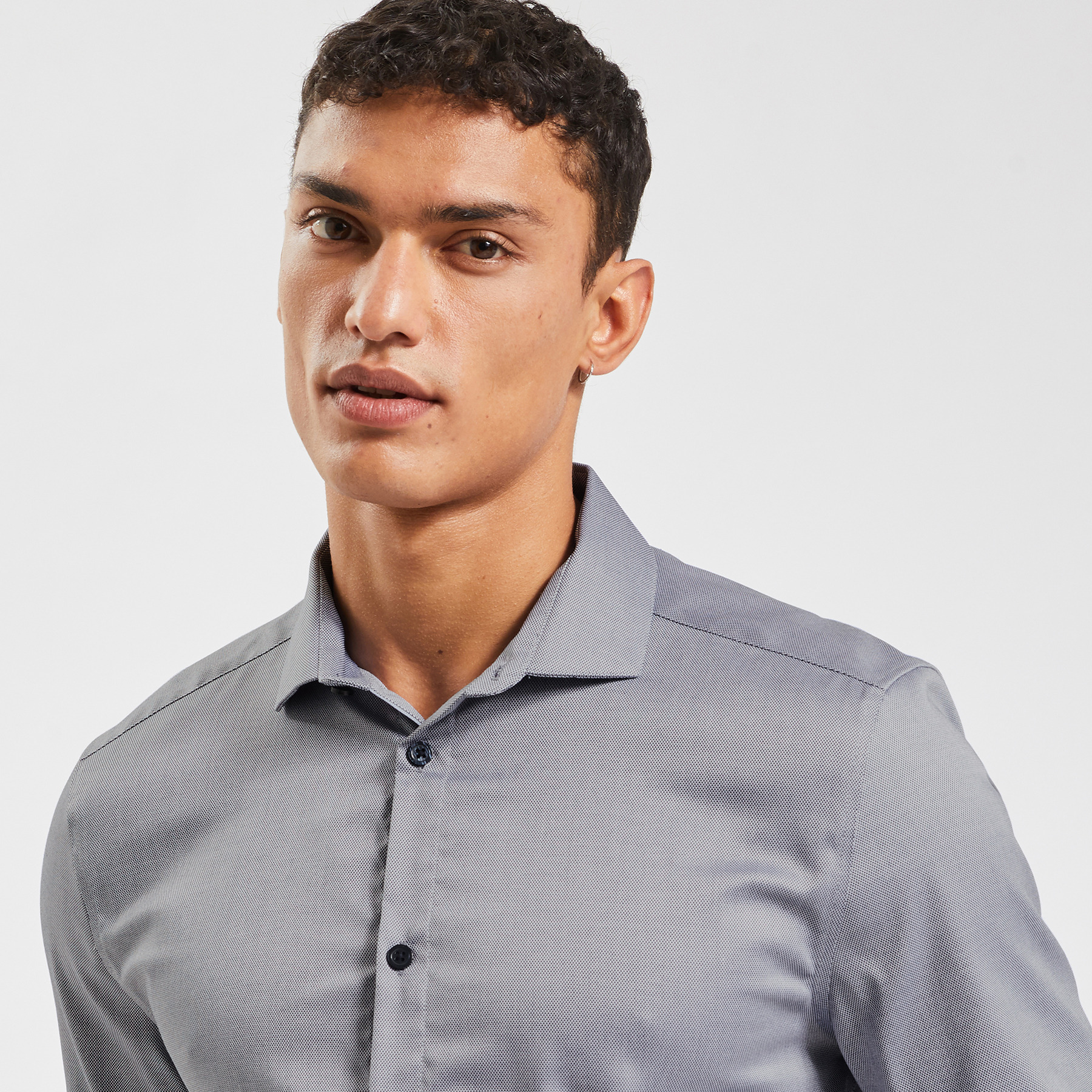 Chemise slim sans repassage unie coton Bleu XS 100% Coton Homme