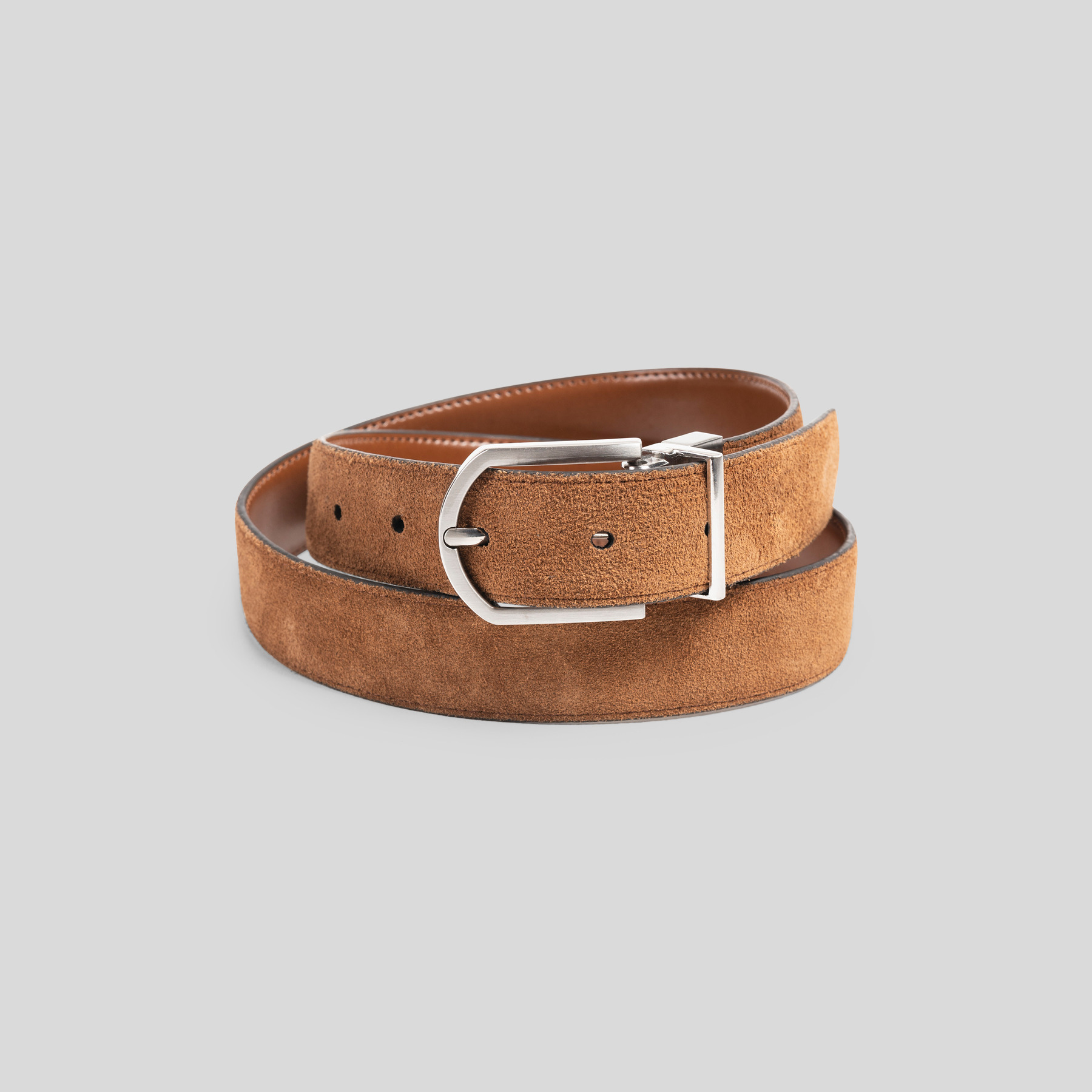 Ceinture réversible à boucle en suédine Marron 36/38 100% Croute Cuir Vachette Homme