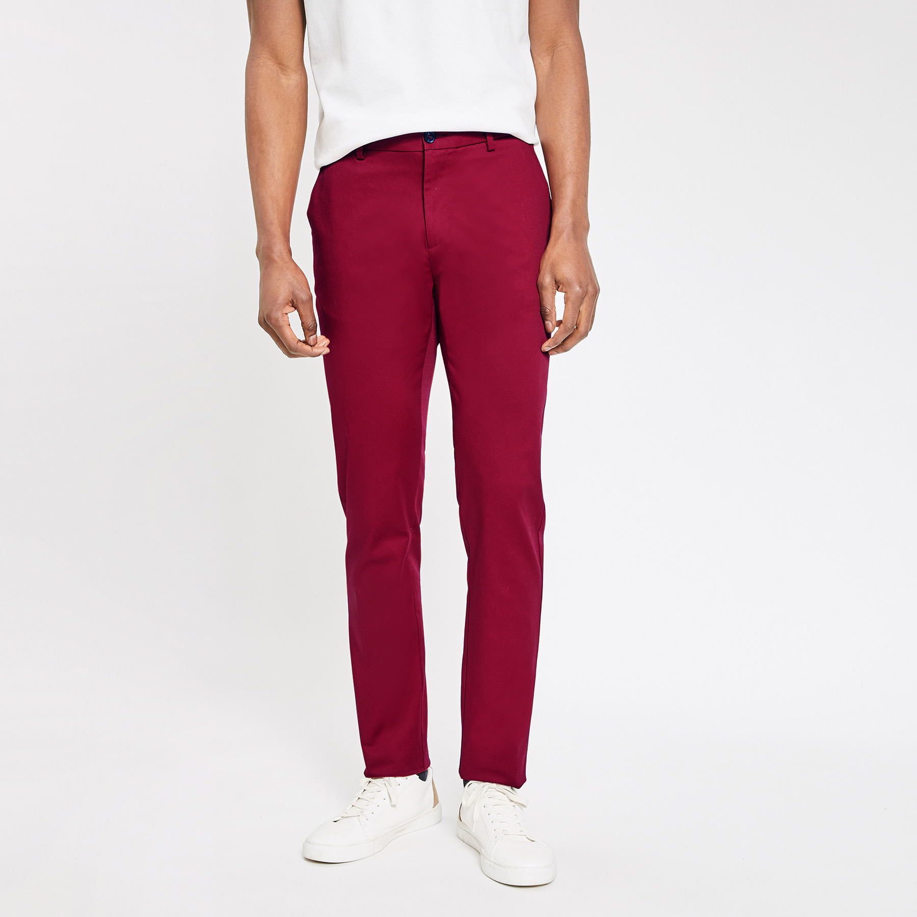Pantalon chino slim #Simon mat en coton recyclé Rouge Homme