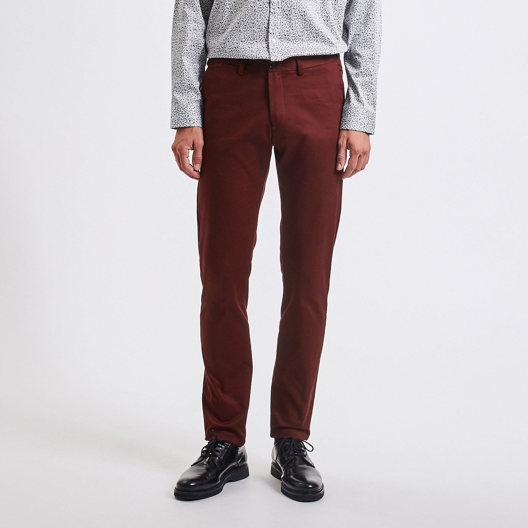 Pantalon chino slim #Simon mat en coton recyclé Bordeaux Homme