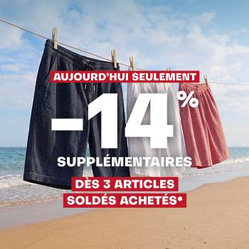 -14% supplémentaires dès l'achat de 3 articles soldès*
