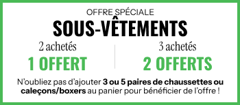 Offre spéciale sous-vêtements - 2 achetés = 1 offert et 3 achetés = 2 offerts.