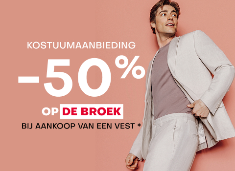 Kostuumaanbieding -50% de broek bij aankoop van een vest*