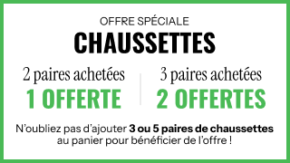 Vous êtes malin, offre spéciale chaussettes. 2 paires achetées = 1 offerte ou 3 paires achetées = 2 offertes