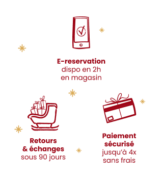Cadeau de dernière minute ? Pensez à la e-réservation en 2H - Retours & échanges sous 90 jours - Paiement sécurisé jusqu'à 4x sans frais