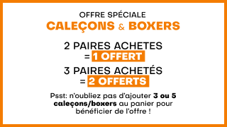 Vous êtes malin, offre spéciale caleçons & boxers. 2 achetées = 1 offert ou 3 achetées = 2 offerts