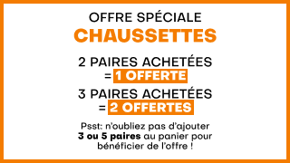 Vous êtes malin, offre spéciale chaussettes. 2 paires achetées = 1 offerte ou 3 paires achetées = 2 offertes